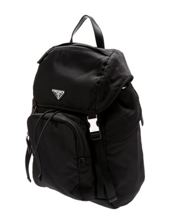 Prada Enameled Metal Triangle Backpack