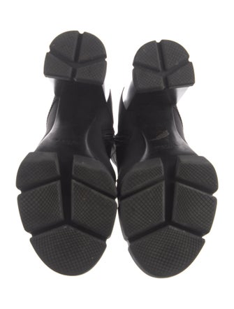 Prada Enameled Metal Triangle Nylon Lace-Up Boots