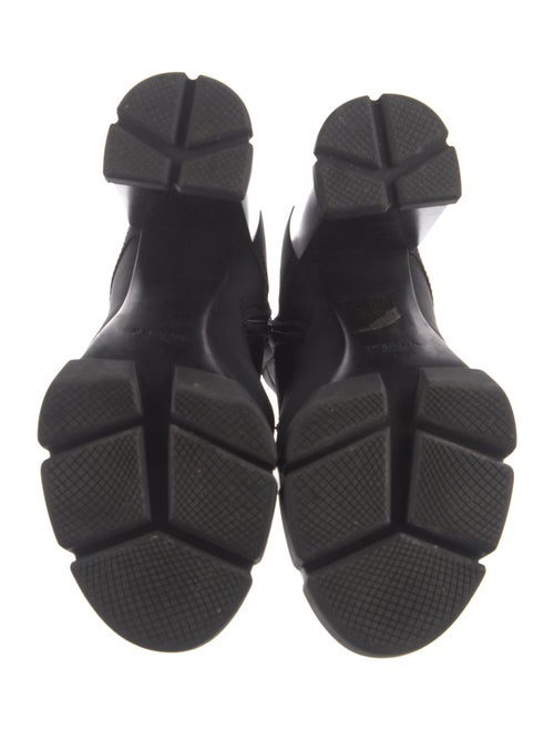 Prada Enameled Metal Triangle Nylon Lace-Up Boots