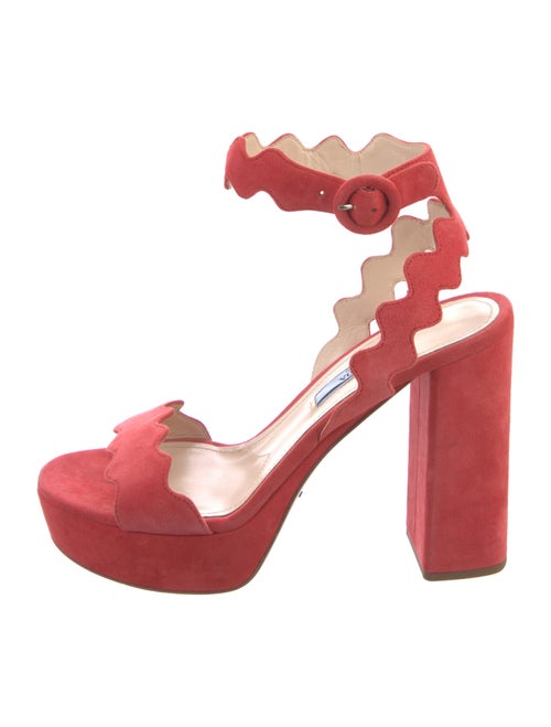 Prada Suede Scalloped Accent Sandals