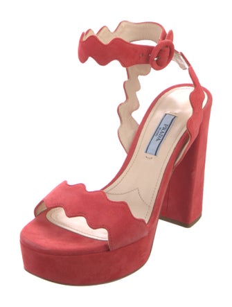 Prada Suede Scalloped Accent Sandals