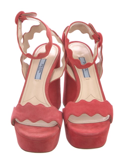 Prada Suede Scalloped Accent Sandals