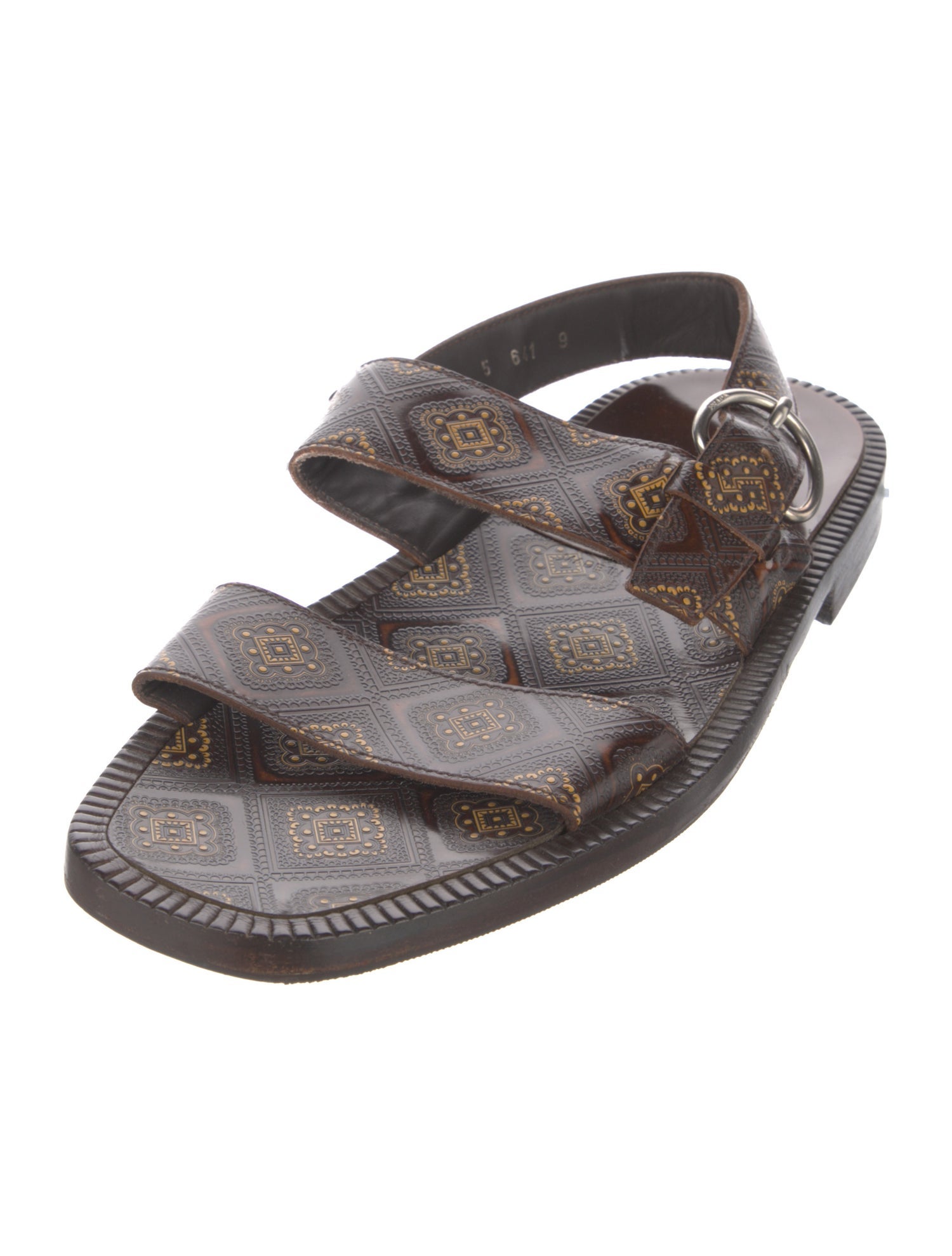Prada Leather Printed Sandals