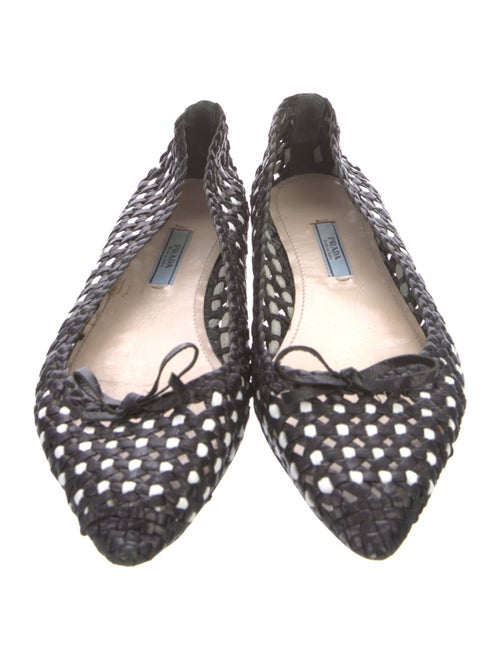 Prada Leather Bow Accents Ballet Flats