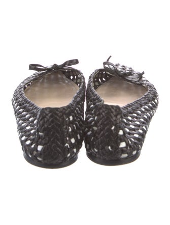 Prada Leather Bow Accents Ballet Flats
