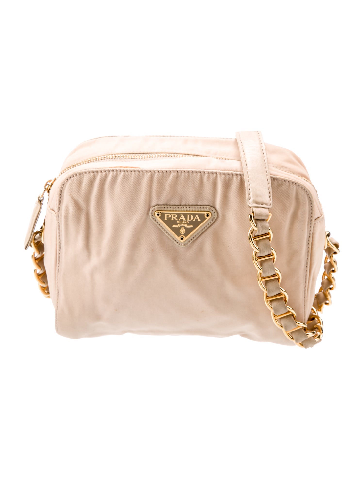 Prada Enameled Metal Triangle Catena