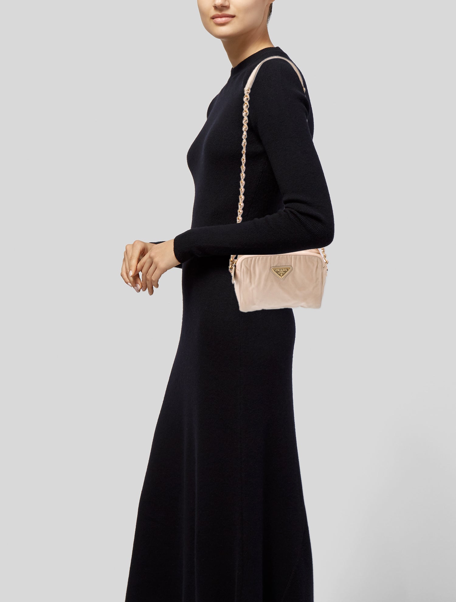 Prada Enameled Metal Triangle Catena