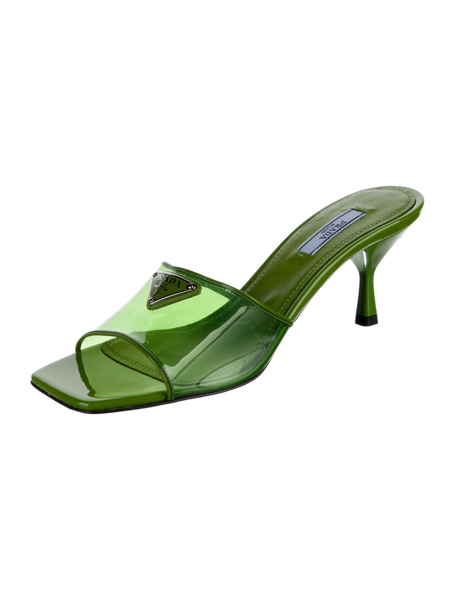 Prada PVC Leather Trim Embellishment Slides w/ Tags