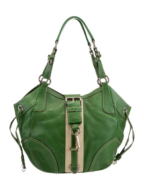 Prada Enameled Metal Triangle Hobo