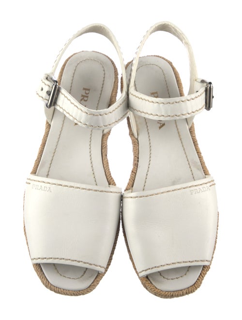 Prada Leather Embroidered Accent Espadrilles