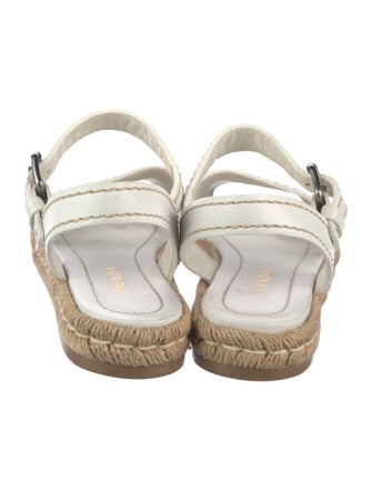 Prada Leather Embroidered Accent Espadrilles