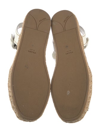 Prada Leather Embroidered Accent Espadrilles