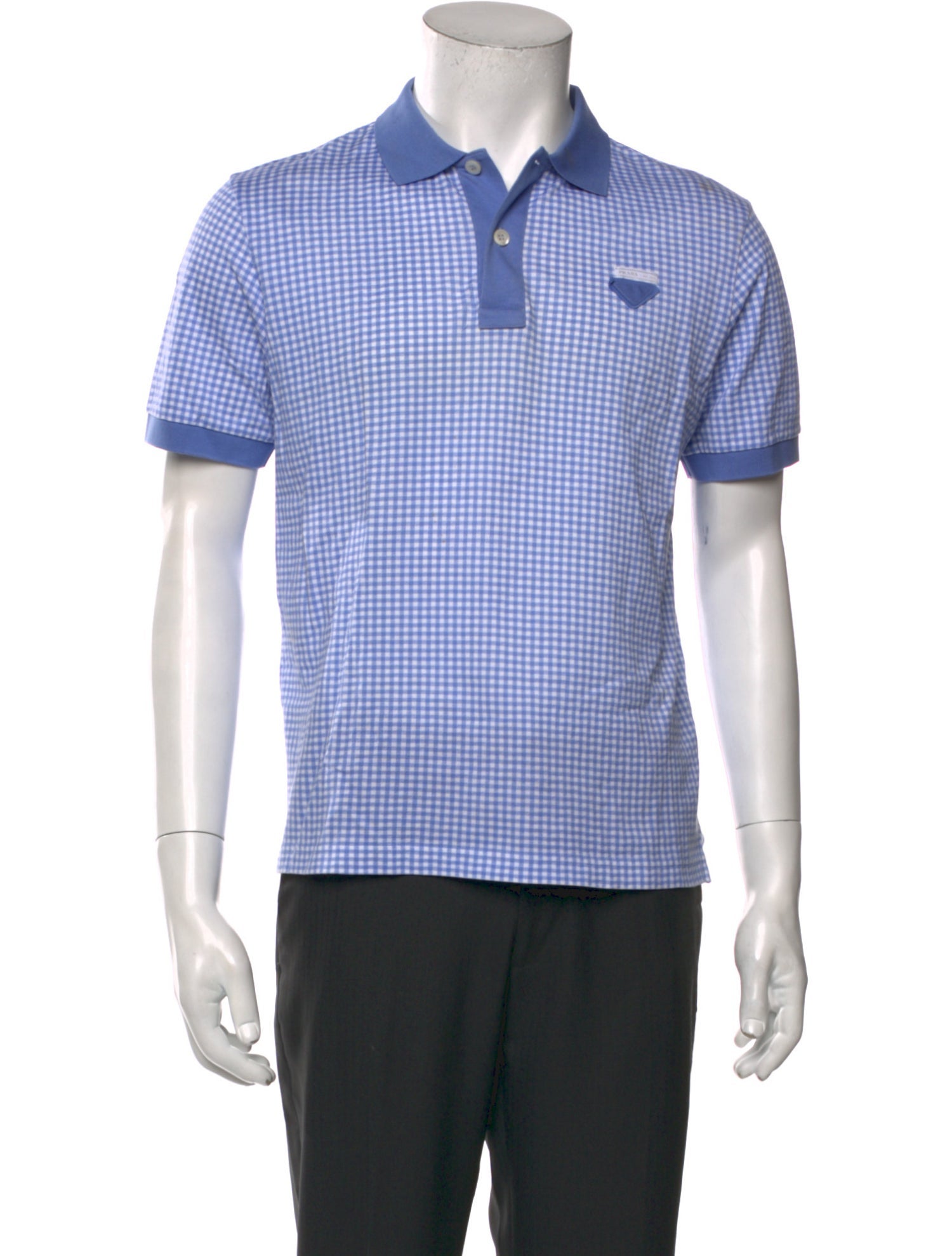 Prada Plaid Print Collar Polo Shirt