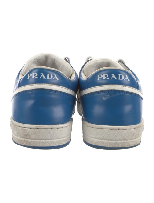 Prada Enameled Metal Triangle Leather Sneakers