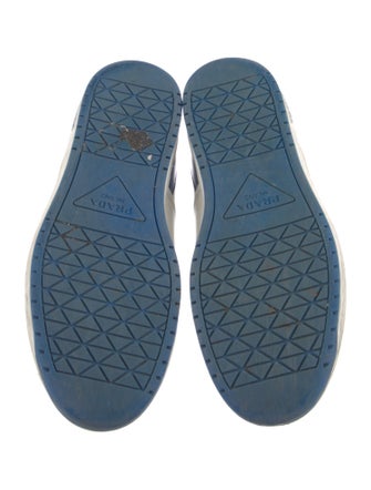 Prada Enameled Metal Triangle Leather Sneakers