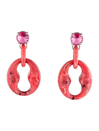 Prada Crystal & Resin Geometric Oversized Drop Earrings