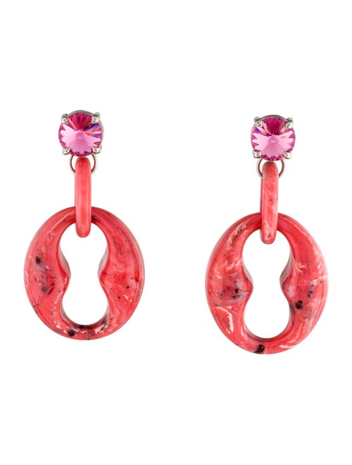 Prada Crystal & Resin Geometric Oversized Drop Earrings