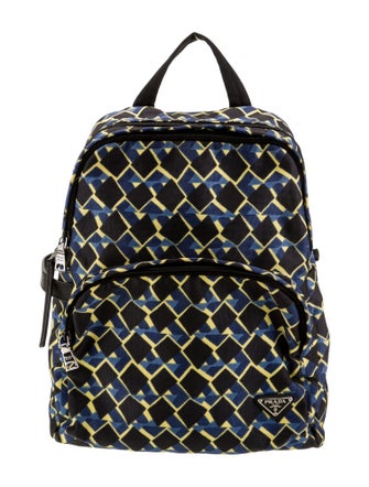 Prada Enameled Metal Triangle Backpack
