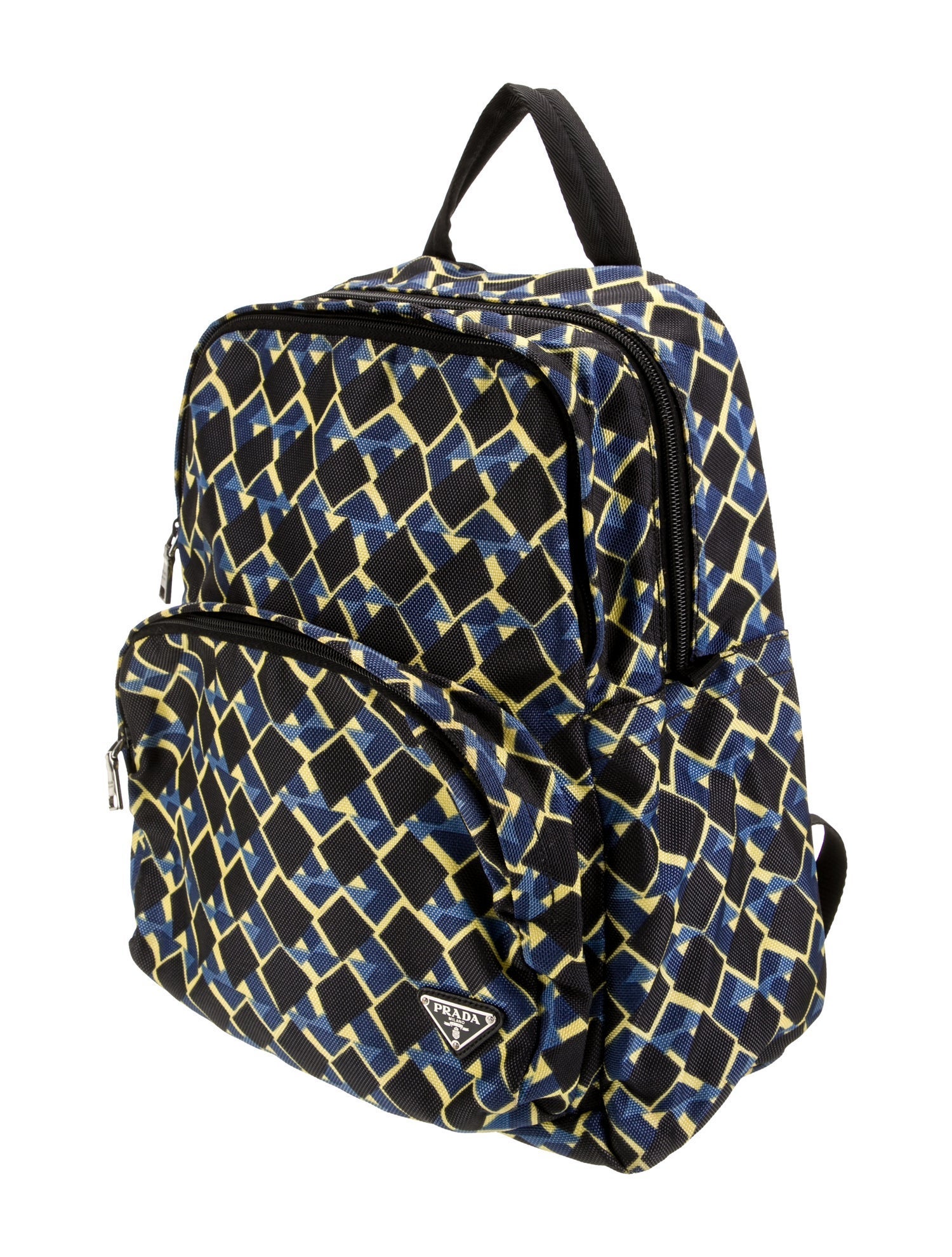 Prada Enameled Metal Triangle Backpack