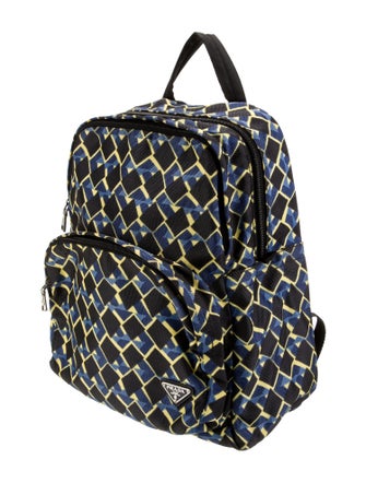 Prada Enameled Metal Triangle Backpack