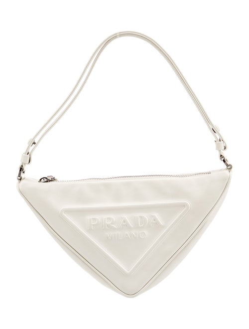 Prada Enameled Metal Triangle Triangle