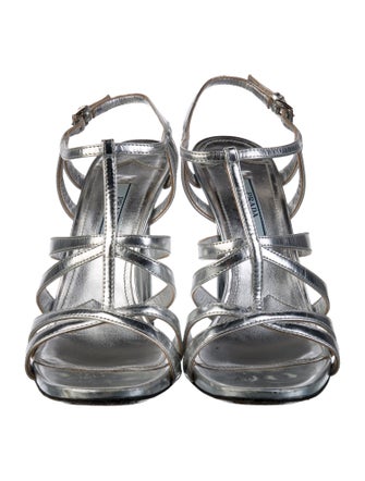 Prada Leather T-Strap Sandals