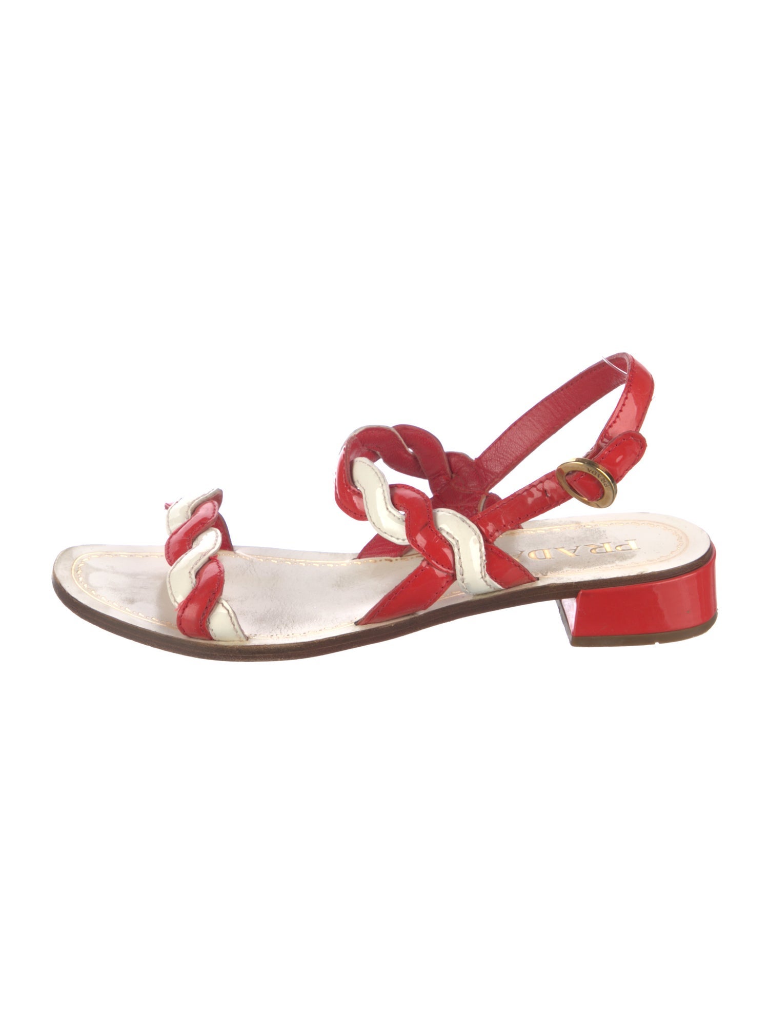 Prada Leather Braided Accents Slingback Sandals