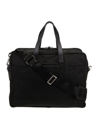 Prada Enameled Metal Triangle Weekender Bag