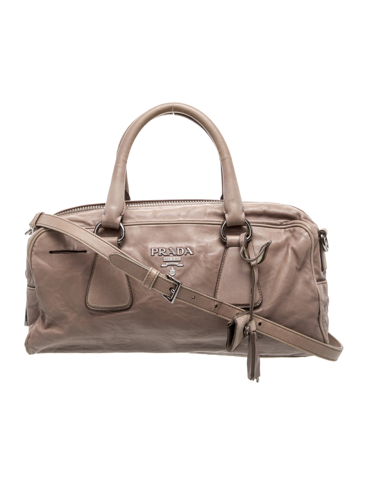 Prada Enameled Metal Triangle Pizzo S Bowler