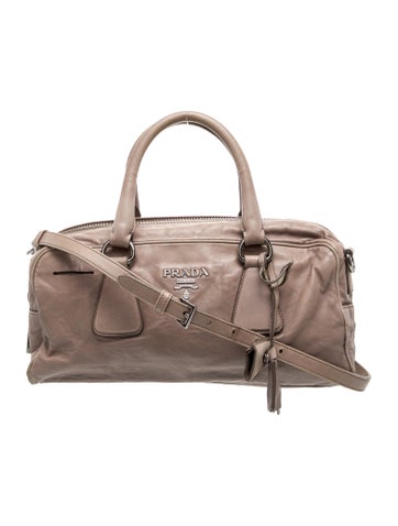 Prada Handle Bags Enameled Metal Triangle Pizzo S Bowler