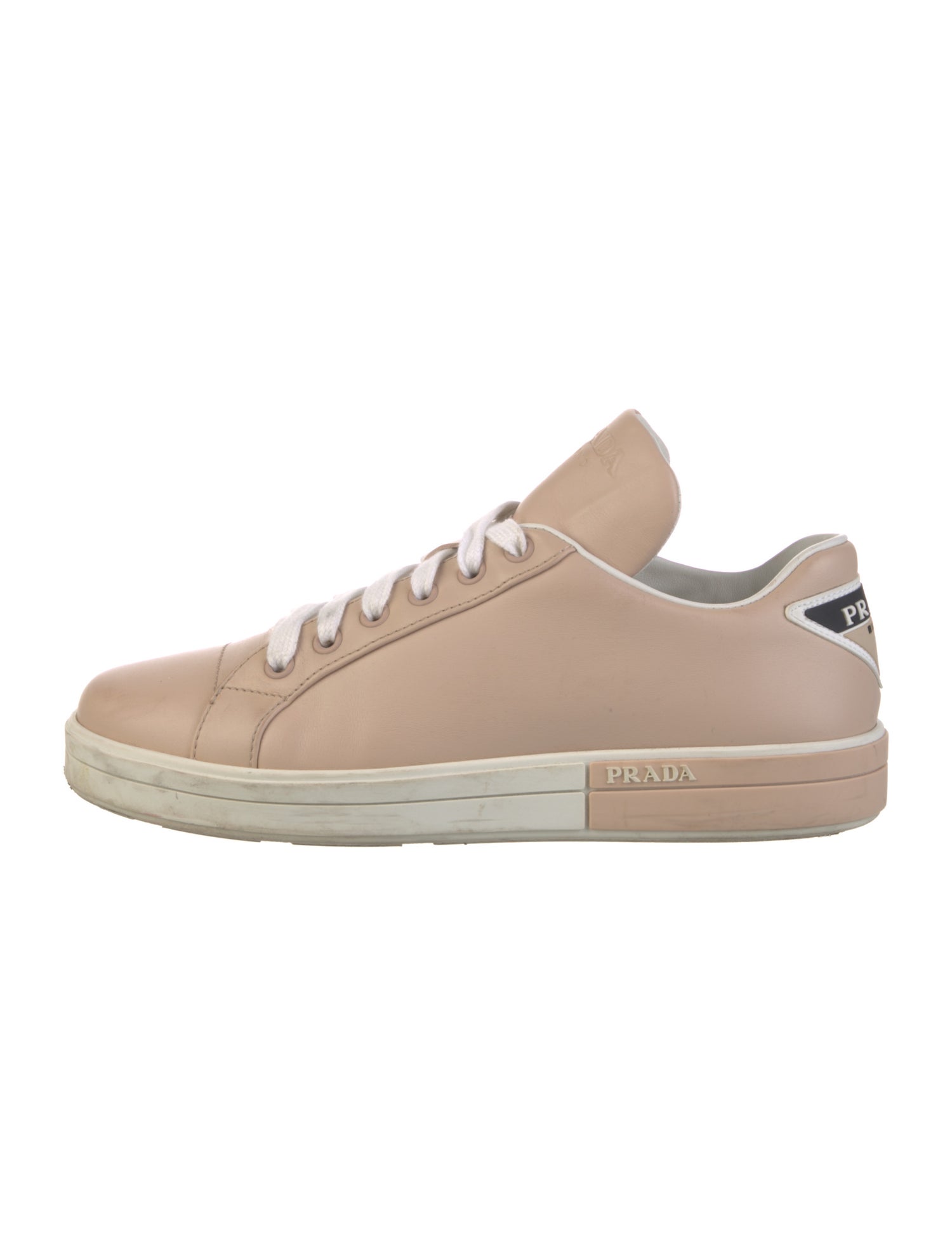 Prada Leather Embroidered Accent Sneakers
