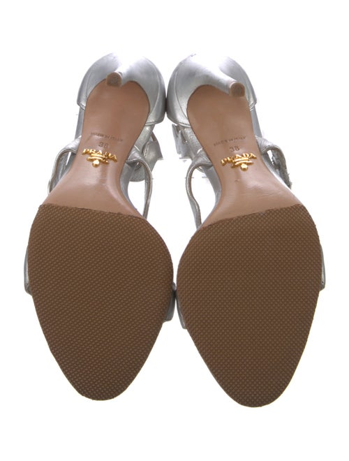 Prada Leather Scalloped Accent Sandals