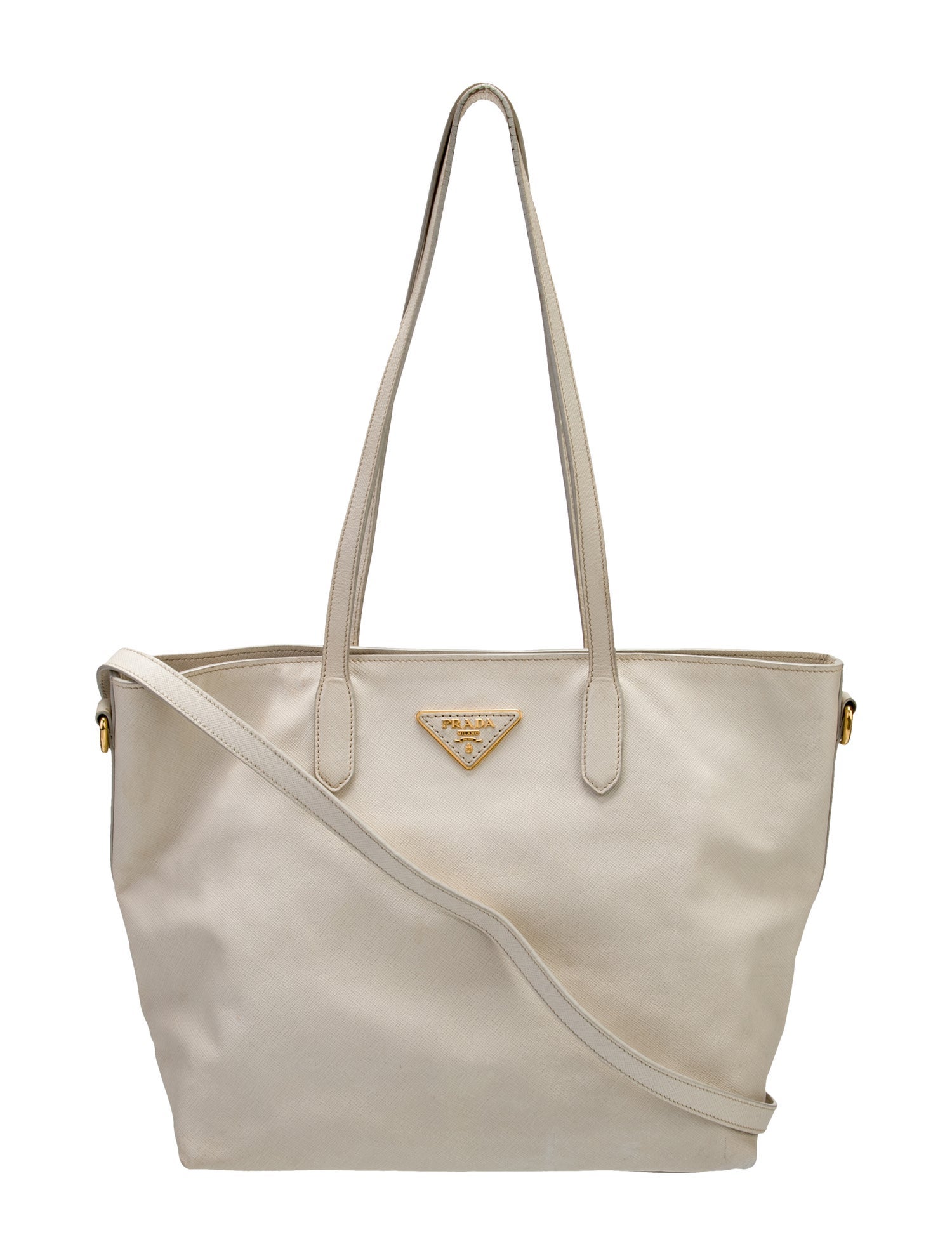 Prada Enameled Metal Triangle Lux Satchel
