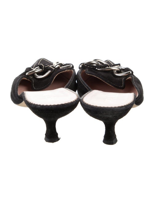 Prada Suede Chain-Link Accents Mules