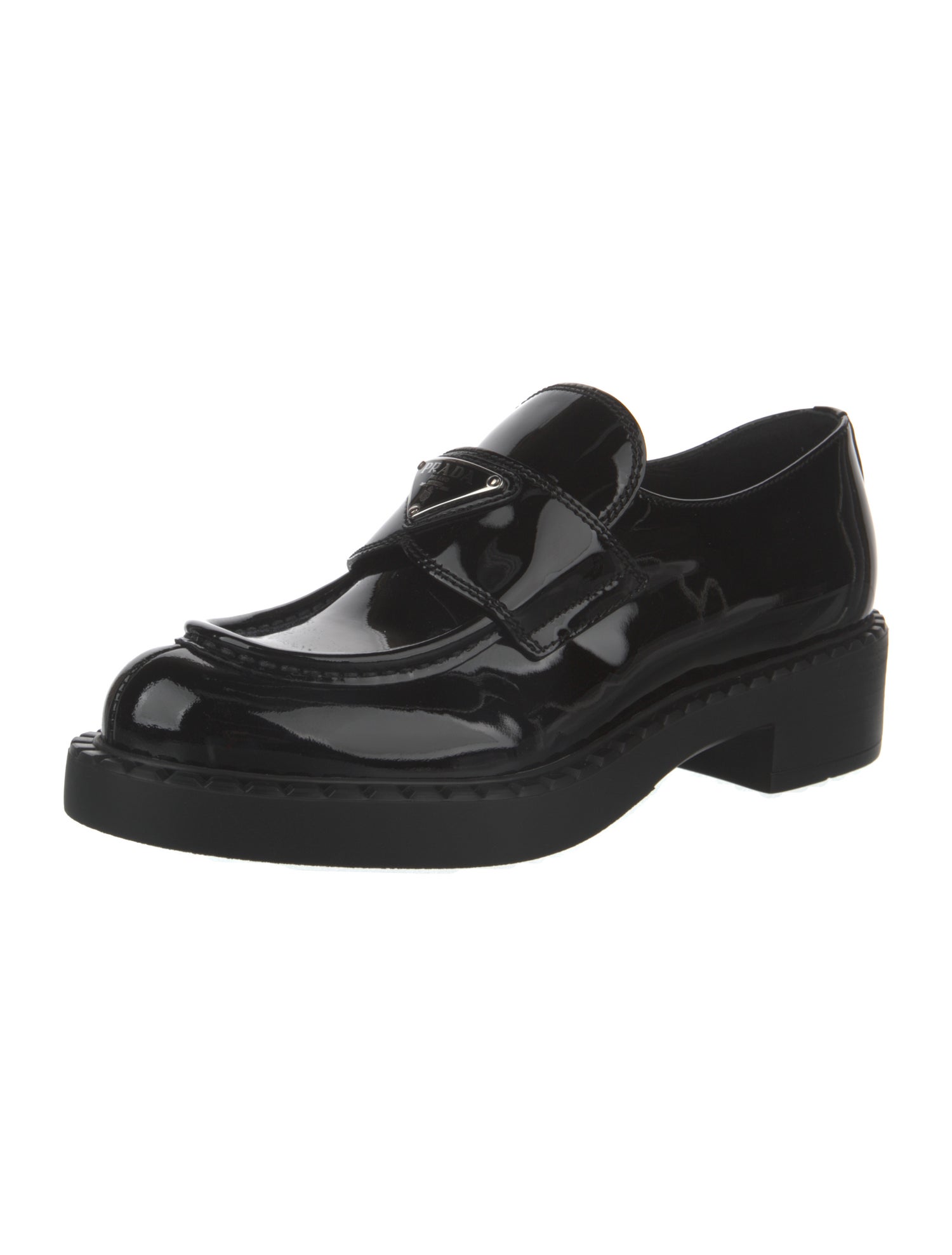 Prada Signature Logo Patent Leather Oxfords