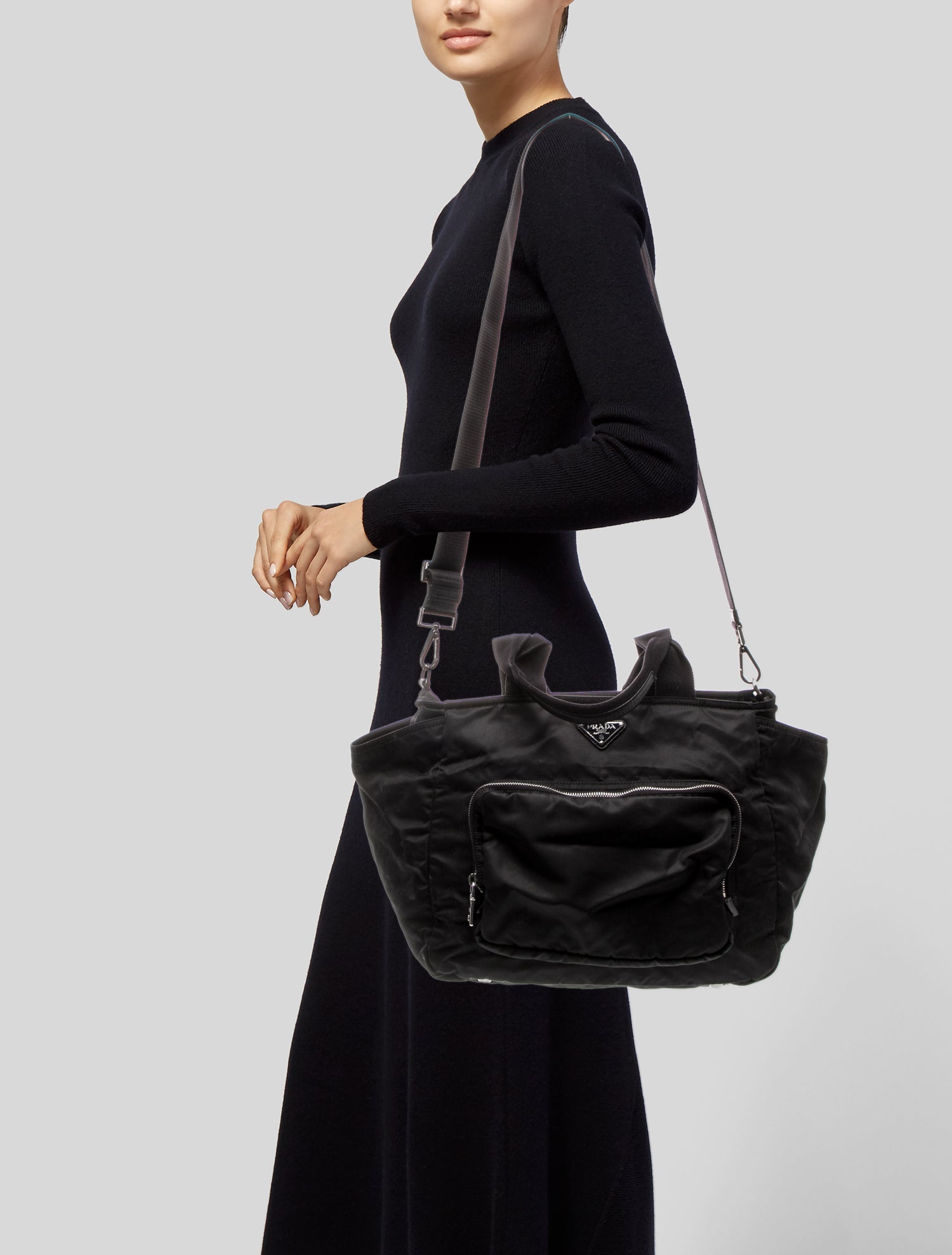 Prada Enameled Metal Triangle Diaper Bag