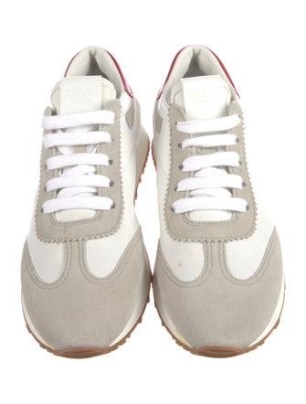 Prada Leather Trim Embellishment Sneakers