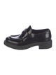 Prada Enameled Metal Triangle Patent Leather Loafers