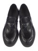 Prada Enameled Metal Triangle Patent Leather Loafers
