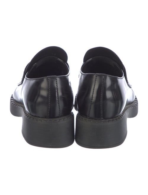 Prada Enameled Metal Triangle Patent Leather Loafers