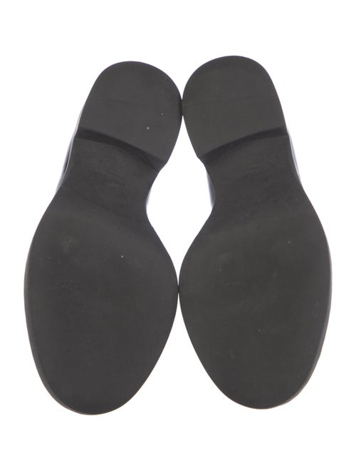 Prada Enameled Metal Triangle Patent Leather Loafers