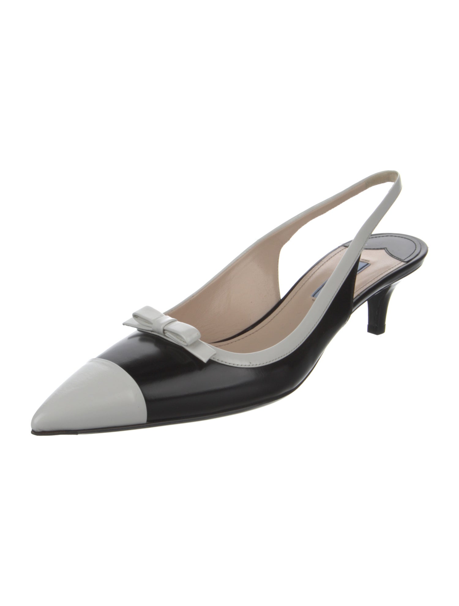 Prada Leather Colorblock Pattern Slingback Pumps