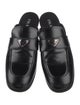 Prada Enameled Metal Triangle Leather Mules