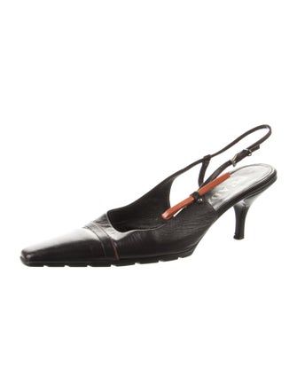 Prada Leather Bow Accents Slingback Pumps