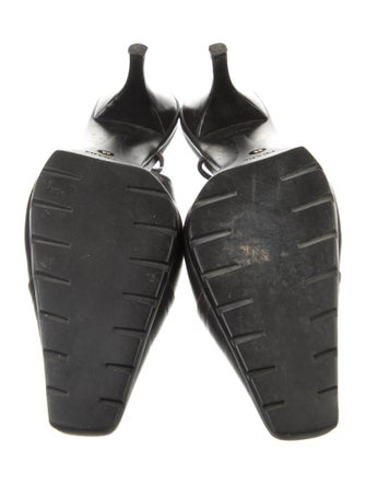 Prada Leather Bow Accents Slingback Pumps