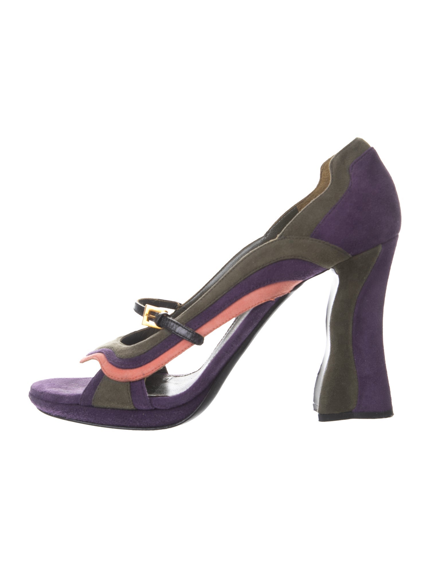 Prada Suede Colorblock Pattern Pumps