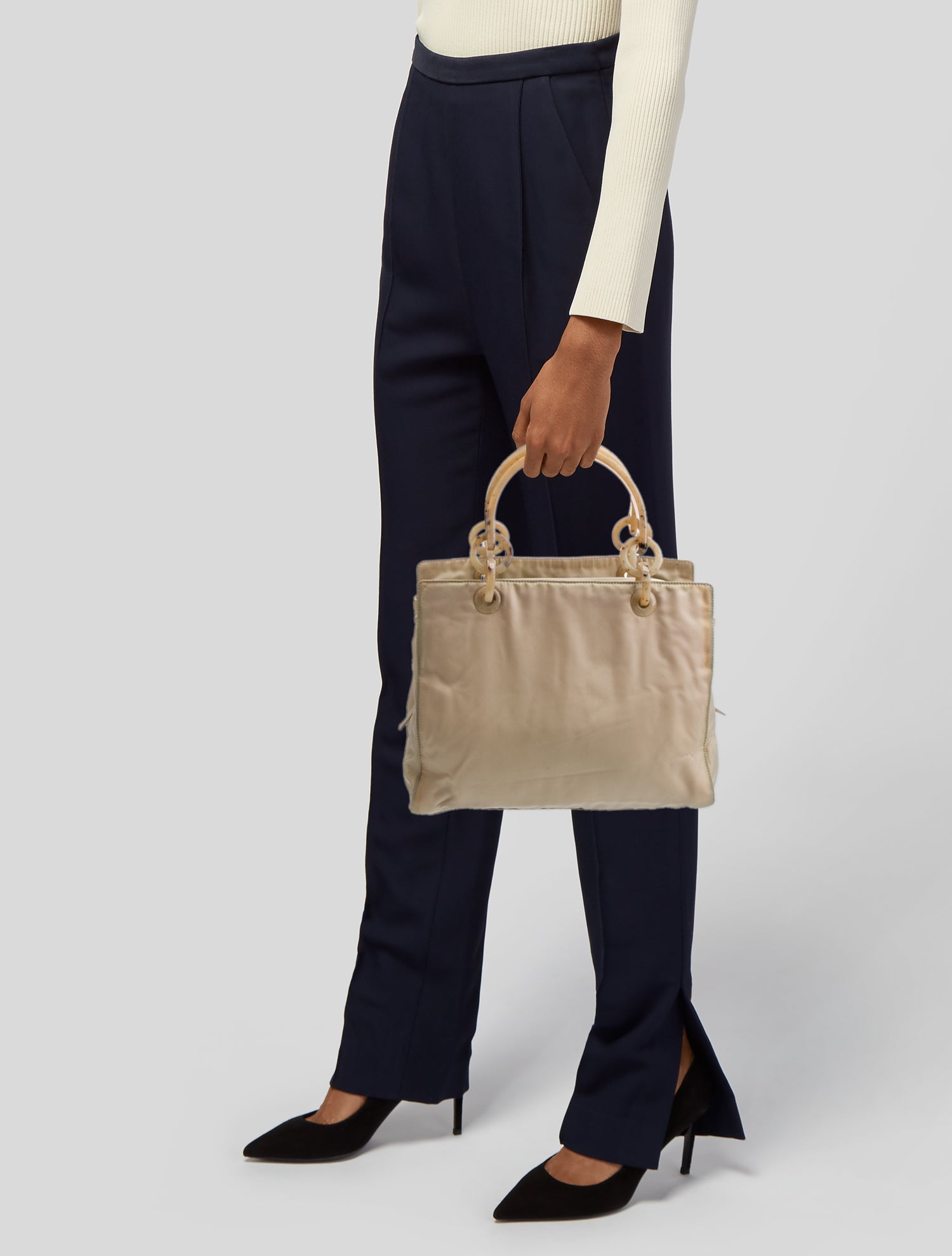 Prada Enameled Metal Triangle Top Handle Bag Vintage