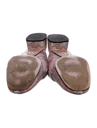 Prada Floral Print Crystal Embellishments Mules