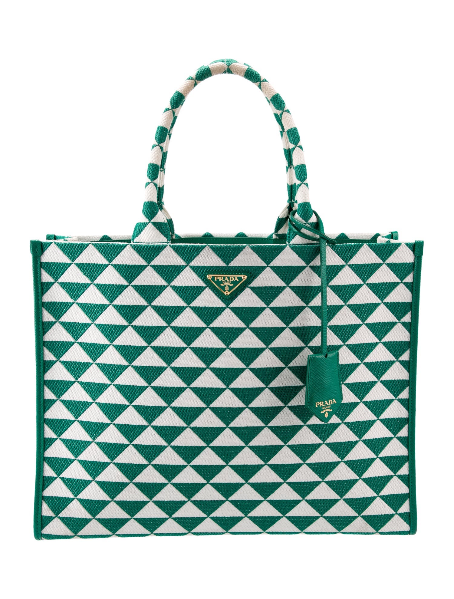 Prada Enameled Metal Triangle Tote