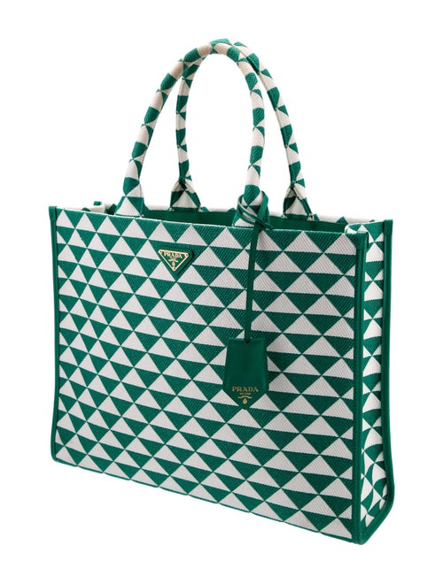 Prada Enameled Metal Triangle Tote